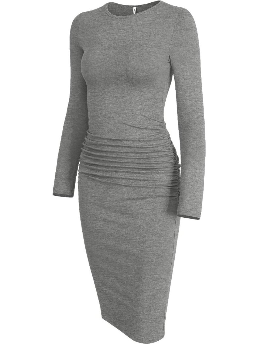 Trendy Women's Long Sleeve Ruched Bodycon Dress - Casual Fall Sheath Outfit